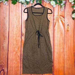 Peruvian Connection Brown Tribal Medallion Sleeveless Midi Sheath Dress 1553